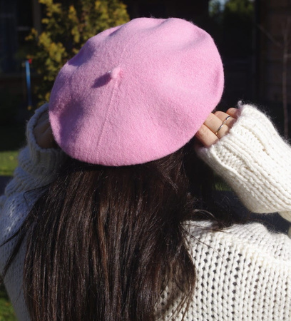 Șapcă beretă de damă cu antenă, roz francez