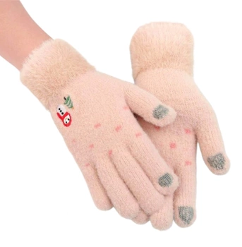 Mănuși calde de iarnă pentru femei, brodate cu model de Crăciun