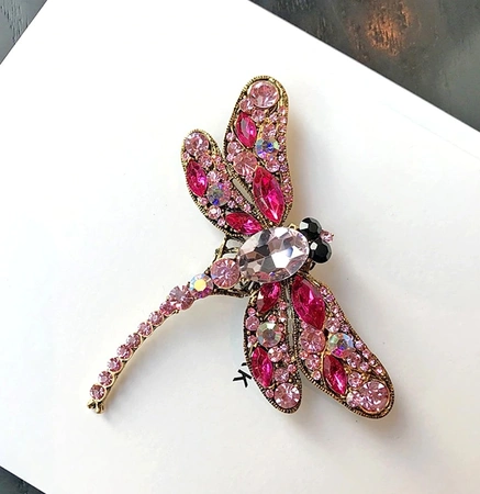 Brosa cu ace de zirconi insecta retro DRAGONFLY boho