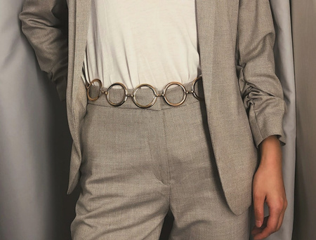 Curea de talie argintie Lant metalic cu ochiuri