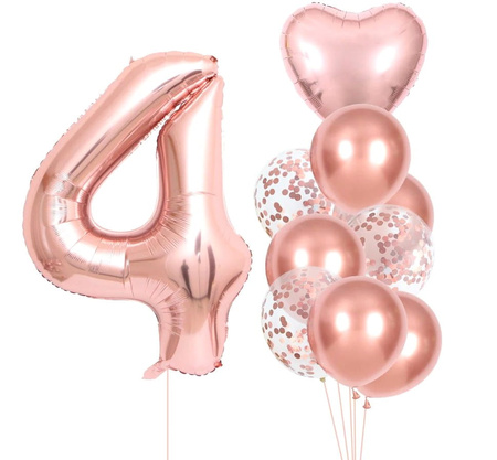 Set de 10 baloane roz pentru a patra aniversare