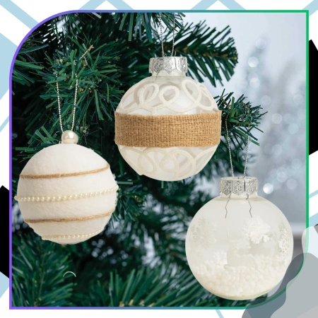 Set decorațiuni acrilice globuri de Crăciun 8 cm