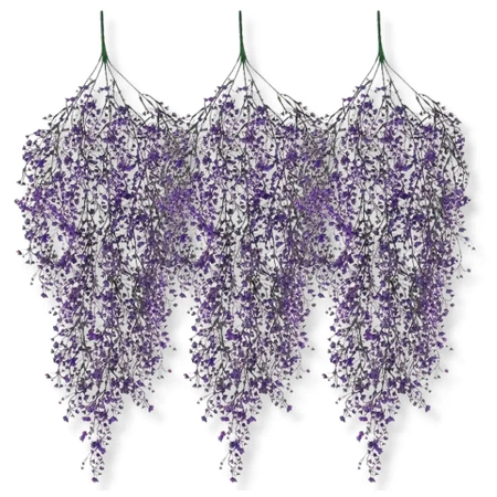 Flori artificiale de salcie decorative suspendate, 3 buc, cățărare violet