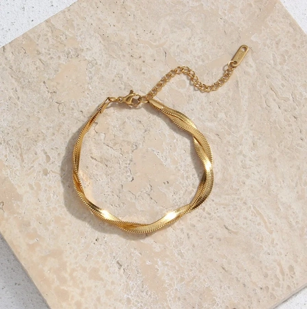 Bratara de sarpe placata cu aur, otel chirurgical auriu