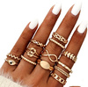 Set de inele retro punk auriu stil antic