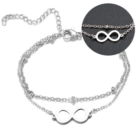 Bratara infinit de argint, otel chirurgical, cifra opt