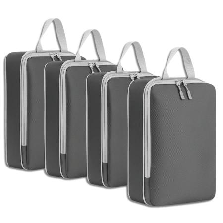 Set de 4 organizatoare pentru valiză de călătorie, gri, cu fermoar