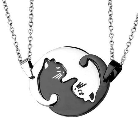 BEST FRIENDS colier din oțel chirurgical pentru cupluri Cat Cats