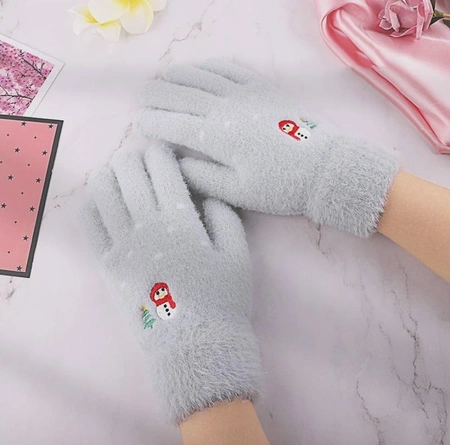 Mănuși calde de iarnă pentru femei, brodate cu model de Crăciun