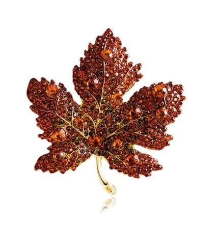 Frunză de arțar roșu zirconiu broșă elegant pin frunze