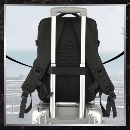 Rucsac negru pentru bagaj de mână de călătorie cu avionul USB BAD&BAGS rezistent la apă
