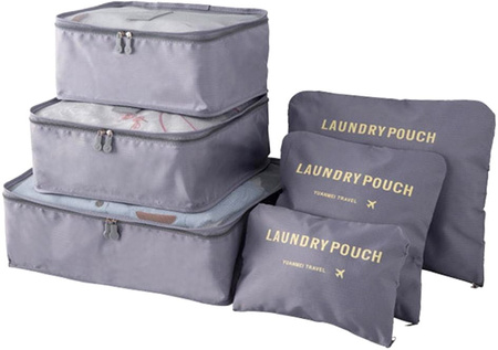 Set de călătorie de 6 organizatoare gri impermeabile pentru valize