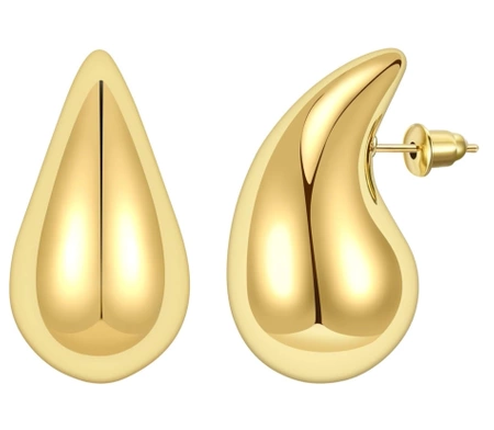 Cercei de aur, oțel chirurgical, lacrimi placate cu aur