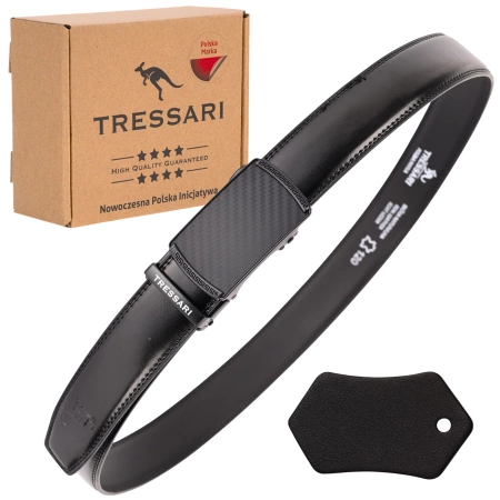 Curea automată din piele pentru bărbați TRESSARI, neagră, 120 cm
