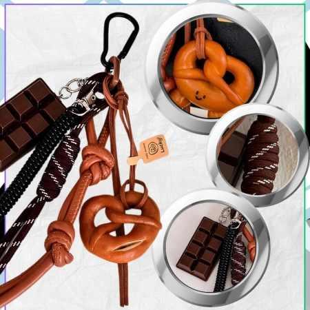 Breloc pentru geantă, rucsac, breloc, pandantiv, tabletă de ciocolată, covrig