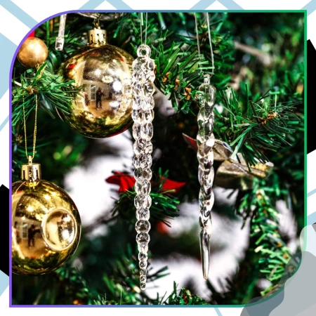 Țurțuri pentru brad de Crăciun, 12 globuri decorative de 13 cm, pandantiv