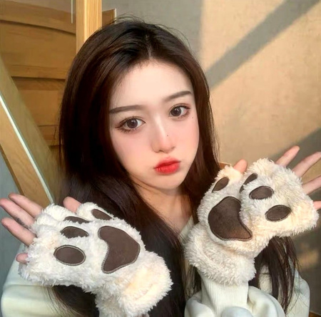 Mănuși de iarnă de damă cu labe de pluș