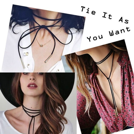 Set negru de 10 bucăți colier CHOKER cu șnur de celebritate