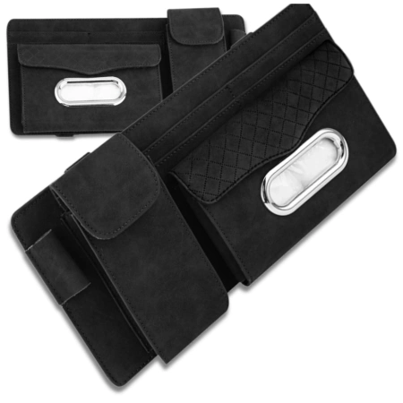Organizator auto parasolar din piele neagră
