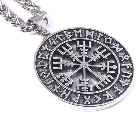 Colier cu medalion nordic Vegvisir pentru bărbați