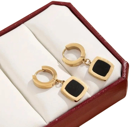 Cercei ceas din aur, otel chirurgical, patrate elegante