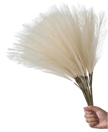 Iarbă artificială de pampas, 20 buc, stuf decorativ bej, pene