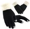 Mănuși de iarnă negre cu atingere caldă pentru femei cu ursuleț de pluș