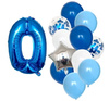 Set 12 baloane albastre cu confetti, ziua de nastere numarul 0