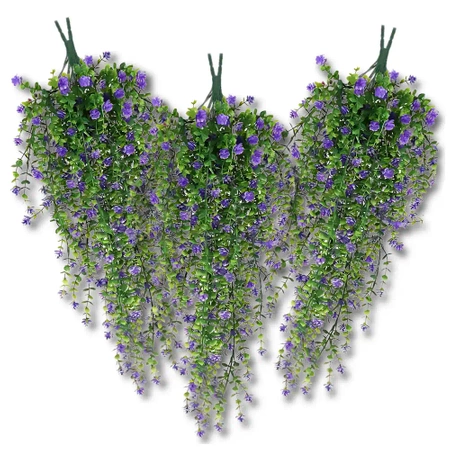 Flori artificiale decorative suspendate, 3 buc, cățărare mov