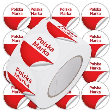 Autocolante pe rola de 500 buc. Marca poloneză pentru produse ambalate