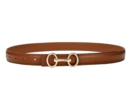 Curea de dama din piele naturala maro, reglabila pe talia rochiei