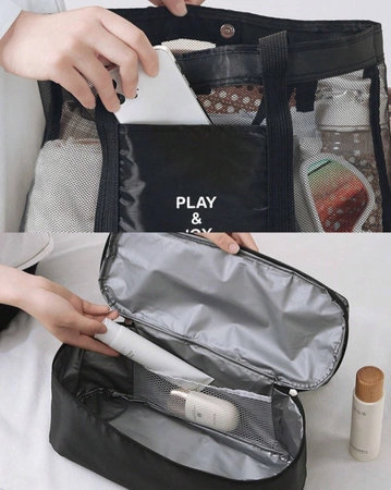 LUNCH BOX plajă geantă de umăr termică dublu negru