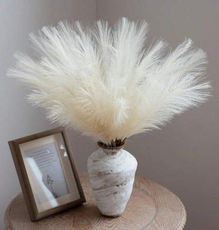 Iarbă artificială de pampas, 20 buc, stuf decorativ bej, pene