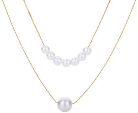 Colier elegant din oțel multi-chirurgical auriu cu perle