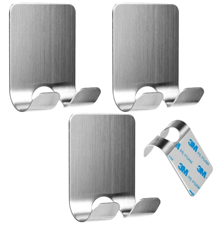 Set cârlig de baie 3pc argint autoadeziv