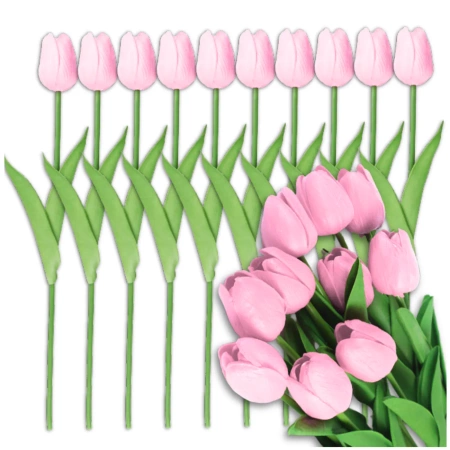 Buchet lalele artificiale 10buc flori decorative roz