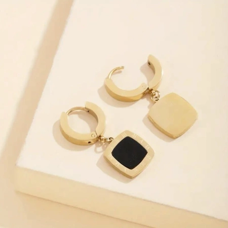 Cercei ceas din aur, otel chirurgical, patrate elegante