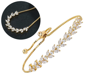 Brățară elegantă de aur pentru femei cu zirconii pe margine