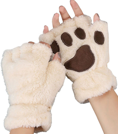 Mănuși de iarnă de damă cu labe de pluș