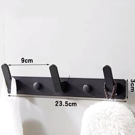 Umeraș panou de perete negru cu cârlige, rezistent