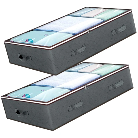 Organizator de dulap pentru lenjerie de pat, set de 2 piese, geantă gri, mare, 100x50cm