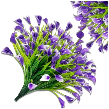 Flori artificiale crini mov decor buchet calla 5buc