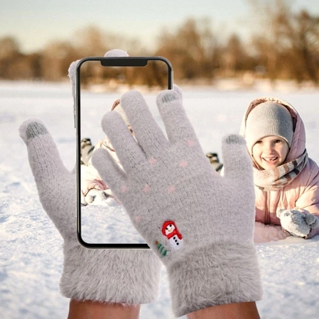 Mănuși calde de iarnă pentru femei, brodate cu model de Crăciun