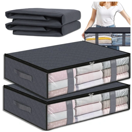 Set organizator de 2 piese pentru dulap, geantă mare gri, 60x45cm