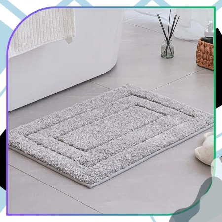 Covoare absorbante antiderapante gri pentru baie din frotte