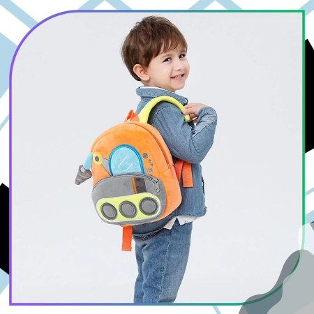 Rucsac de pluș pentru copii, pentru preșcolari, cu fermoar EXCAVATOR