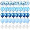 Set de 40 de baloane albastre mixte cu confetti, nunta, ziua de nastere