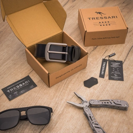 Curea barbati TRESSARI 125 cm 100% piele naturala, piele neagra pentru pantaloni