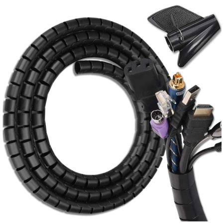 Husă de cablu, 5 m, neagră, organizator de cabluri