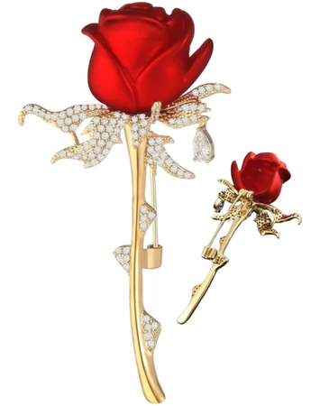 Brosa trandafir cu zirconi, ac elegant, ac romantic
